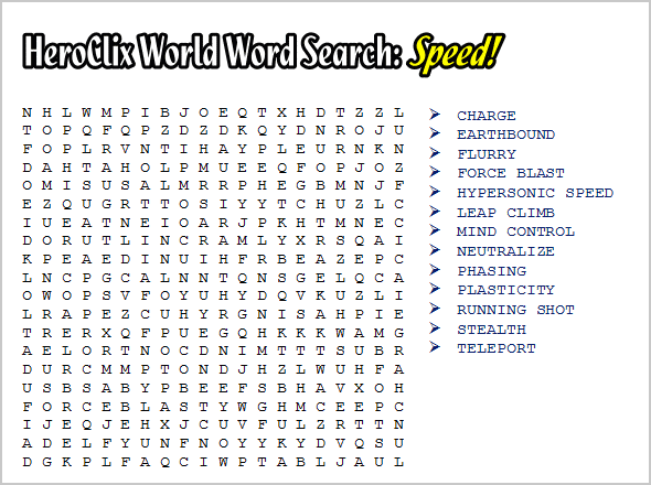 HeroClix World Word Search