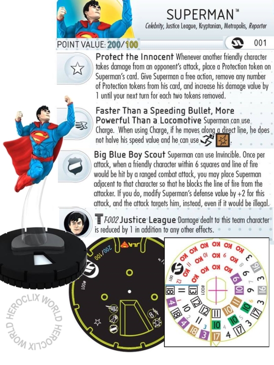 Justice League Strategy Superman HeroClix Dial Justice League Strategy Superman HeroClix Dial