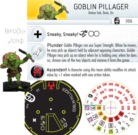 HeroClix Mage Knight Goblin Pillager dial HeroClix Mage Knight Goblin Pillager dial
