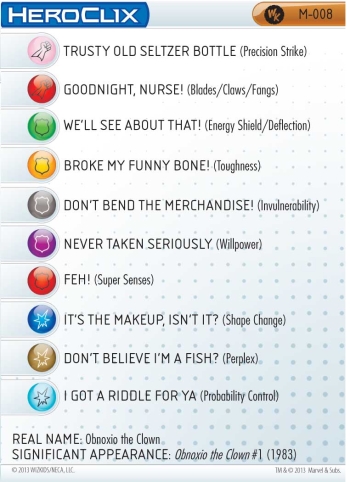 HeroClix Obnoxio Card