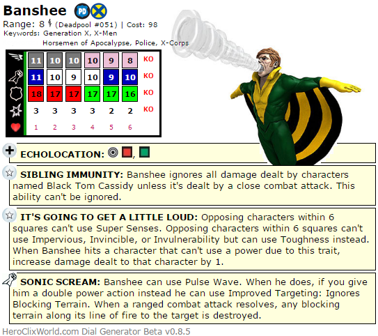 HeroClix Banshee Dial