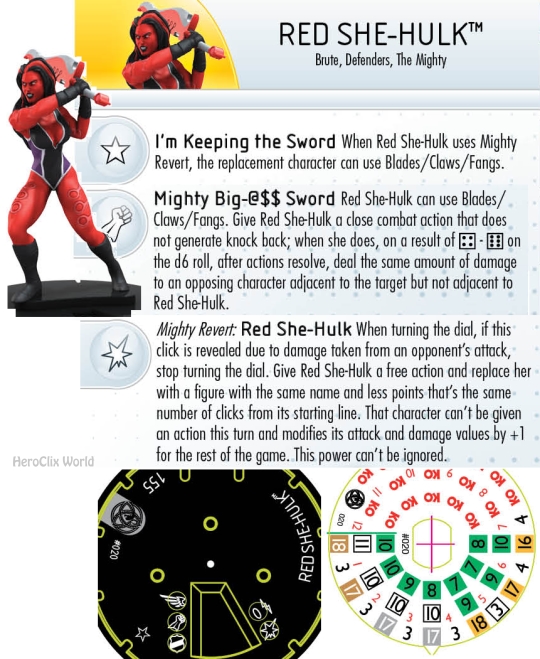 HeroClix Mighty Red She Hulk Dial HeroClix Mighty Red She Hulk Dial