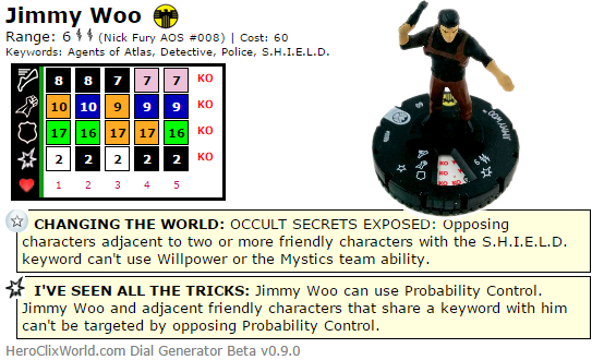 Jimmy Woo HeroClix Dial