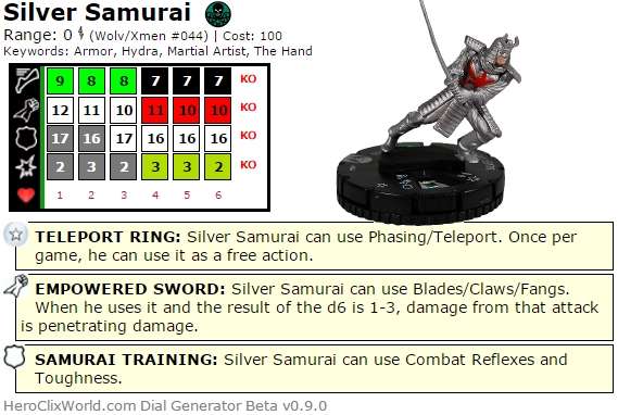 HeroClix Silver Samurai HeroClix Silver Samurai