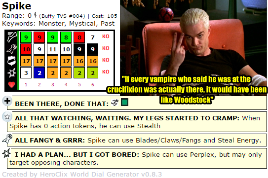 ClixCraves: Buffy the Vampire Slayer, Spike HeroClix Dial