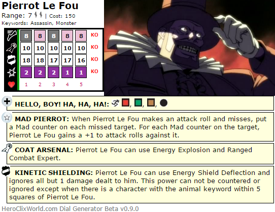 Pierrot Le Fou Cowboy Bebop HeroClix Pierrot Le Fou Cowboy Bebop HeroClix