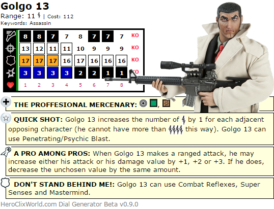 Hiro Clix: Golgo 13 HeroClix Dial