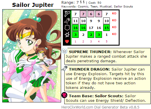 Sailor Jupiter HeroClix Dial