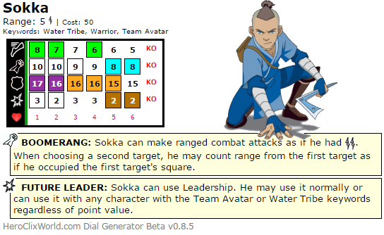 Hiro Clix Sokka HeroClix Dial