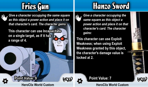 HeroClix Special Objects Fries Gun Hanzo Sword HeroClix Special Objects Fries Gun Hanzo Sword