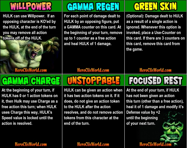 HeroClix vs Hulk Scenario cards HeroClix vs Hulk Scenario cards